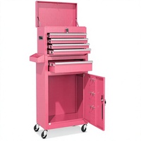 Coffre à outils moderne à 5 tiroirs avec roulettes, verrouillage et clé, emballage amélioré OEM (11,8x20,3x40,4 pouces) pour garage et atelier (Rose)
