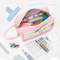 Großes Federmäppchen mit Reißverschluss, mehreren Fächern und Griff für Mädchen, Jungen, Schüler und Schule.