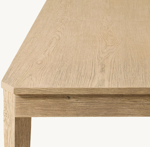Architectural Oak <b>Wood</b> Rectangular Dining <b>Table</b> Tapered Base Minimalist Linear Furniture for Luxury Villa Projects - Product Image 4