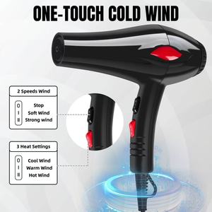 Secador de Pelo Eléctrico Iónico Plegable Profesional de Salón, Compacto, 2000W/Motor AC de Larga Duración para Uso en Hoteles y Hogares - Product Image 1