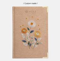 Carnet de notes A5 de haute qualité avec broderie, agenda, journal avec protège-coins en métal
