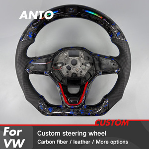 Volant sport pour Volkswagen <span class=keywords><strong>Golf</strong></span> <span class=keywords><strong>8</strong></span> MK8 <span class=keywords><strong>R</strong></span> MK6 MK7 Polo GTI Scirocco, personnalisé en fibre de carbone forgée bleue avec LED intelligentes - Product Image 2