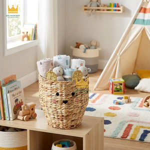 Cute Animal-Shaped <b>Storage</b> <b>Basket</b> Hand-Woven Water Hyacinth <b>Toy</b> <b>Basket</b>, Children's Room Decoration from Vietnam - Product Image 4