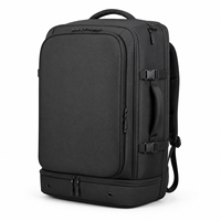 Sac à dos de voyage sportif décontracté extensible noir, sac à dos de pickleball avec compartiment à chaussures ventilé pour le week-end