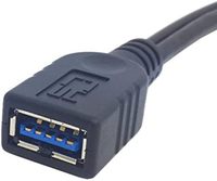Kabel Ekstensi USB 3.0 Female ke Dual USB Male Extra Power Data Y untuk Laptop dan Hard Disk Mobile 2.5" Hitam