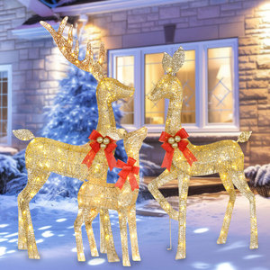FUFRE Statue Jardin Exterieur, Statue De Cerf Avec Lampe, Sculptures, Décoration De Salon, Noël, Cadeaux Pour Automne (avec Lumière