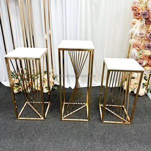Juego de pedestales de soporte de mesa para pastel de boda y regalo, zócalo metálico cuadrado, exhibición de postre de pastel blanco - Product Image 1