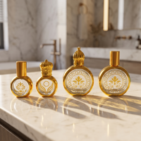 Flacon de parfum circulaire 10ml 25ml avec bordure dorée, applicateur à bille, vaporisateur rechargeable pour échantillon de voyage ou cadeau