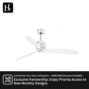 52-inch 3-blade <b>LED</b> DC motor <b>ceiling</b> <b>fan</b> with transparent lampshade chrome-plated metal <b>ceiling</b> <b>fan</b> modern minimalist <b>fan</b> light - Product Image 6