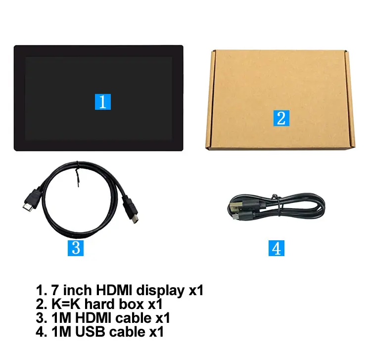 Soporte táctil capacitivo para raspberry pi 4B/3B/3, pantalla LCD de 7 pulgadas, IPS, TFT, HDMIUSB, IP65, resistente al agua