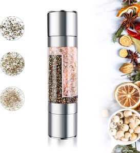 2 in 1 Adjustable Salt and Pepper <b>Grinder</b> Double Head Manual Pepper Mill <b>Herb</b> Spices <b>Grinder</b> Eco-Friendly Black - Product Image 1