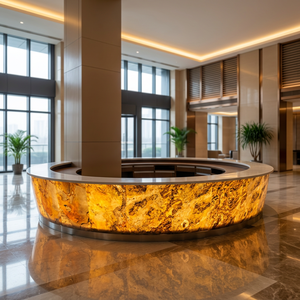 แผ่นหินวีเนียร์โปร่งแสงสีเงินเงา ดีไซน์ทันสมัยจาก Flatstone Designs ผิวสะท้อนแสง สำหรับตกแต่งผนังภายในห้องโถง - Product Image 3