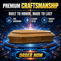 Ataúd Funerario de Madera Maciza Premium con Relieve de la Última Cena, Ataúd de Madera con Acabado Liso y Brillante para la Industria Funeraria Europea