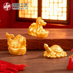 Figuras de Animales de Resina, Caballo Dorado, Pez, Tortuga, Cerdo, Decoración para el Hogar, Artesanía Artística, Regalos - Product Image 4