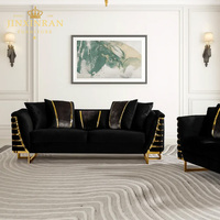 Modernes Samt-Sofa-Set 2-3-Sitzer Einzelner Gebogener Sessel Kanalgetuftet Edelstahl-Beine Konvertierbar Hotelgeeignet