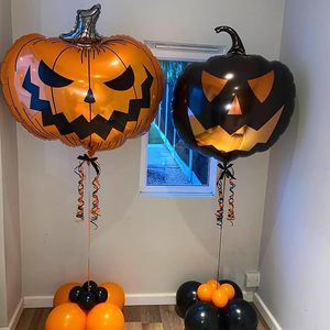 Bulk Orange Halloween Scary Jack-o'-lantern Foil <b>Balloon</b>, Metallic Party <b>Balloon</b> for Spooky Trick or Treat <b>Decor</b> - Product Image 2