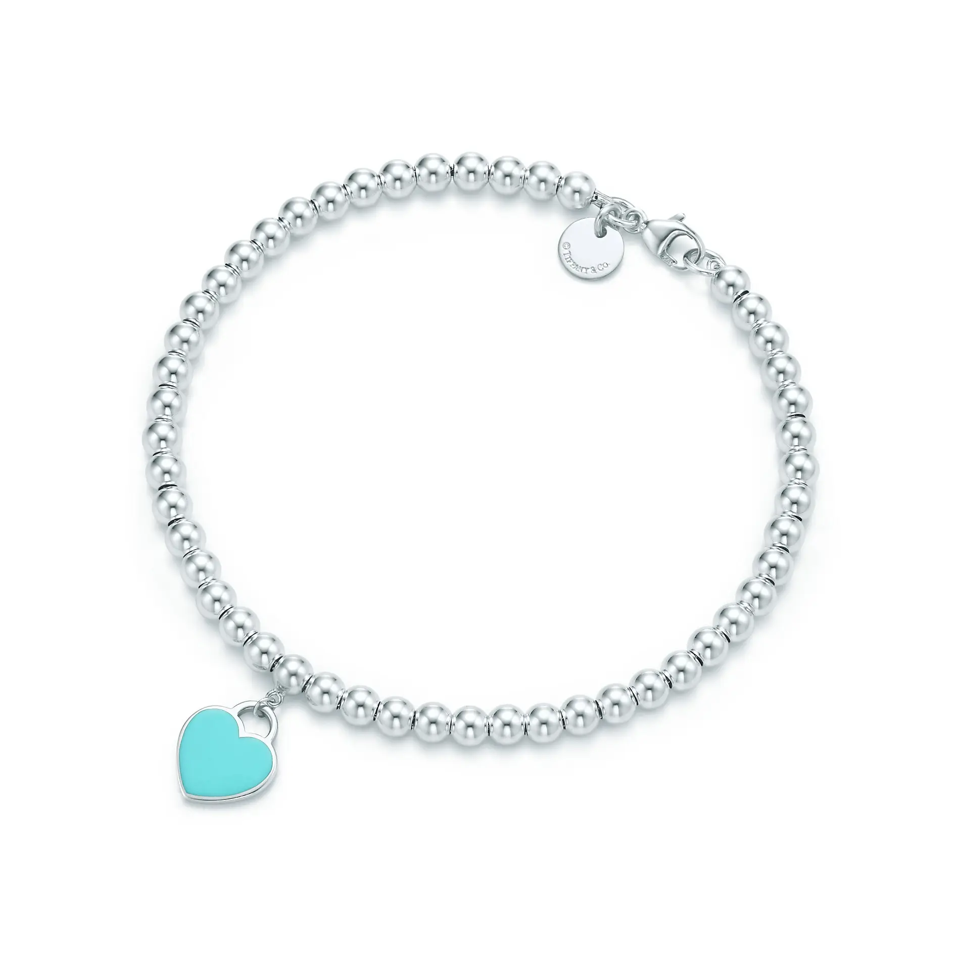 Wholesale S925 Sterling Silver Blue Enamel peach heart finish bead bracelet with tiff bracelet Jewelry