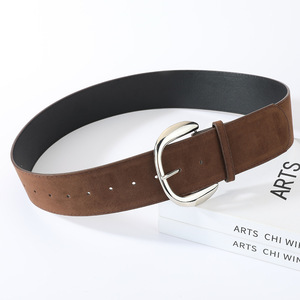 <span class=keywords><strong>Ceinture</strong></span> en cuir suédé épais vintage pour <span class=keywords><strong>femme</strong></span> avec boucle dorée - Product Image 6