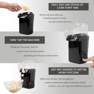 Huishoudelijke Hetelucht Mini Elektrische Pop Corn Maker Gezonde En Snelle Snack Geen Olie Popcorn Popper Machine Met Maatbeker