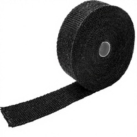 Cuộn băng quấn cách nhiệt ống xả 2 inch x 50 (5cm x 15m) màu đen, chất liệu sợi thủy tinh, kèm dây buộc inox, phù hợp cho xe máy, ô tô, xe tải