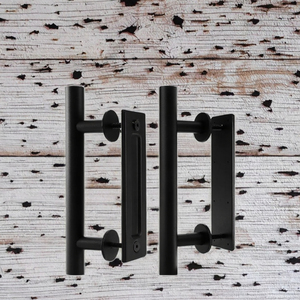 12 Inch Heavy Duty Modern Iron Sliding Barn <b>Door</b> Hardware Set with <b>Flush</b> Pull Design for Bedroom <b>Door</b> - Product Image 3