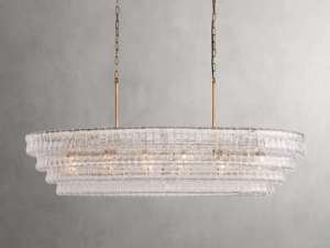 Lampe suspendue ovale pour table à manger nordique moderne, îlot de cuisine en verre fumé texturé transparent - Product Image 6