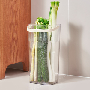 Household Scallion And Yam <b>Storage</b> Bucket Transparent Rectangle With Handle <b>Kitchen</b> Food <b>Storage</b> <b>Container</b> - Product Image 2