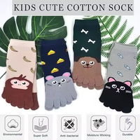 Haute qualité personnalisé mode cinq orteils mignon dessin animé animaux enfants enfants course randonnée formation danse coton équipage cheville chaussettes