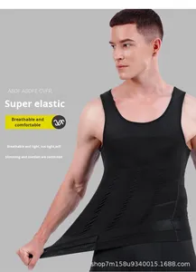 Gilet de compression amincissant pour hommes, débardeur de couche de base de fitness de grande taille en tricot thermique, pour <span class=keywords><strong>Amazon</strong></span> - Product Image 3