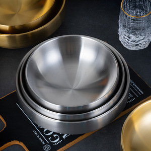 Stainless Steel Double Wall Bowl Gold Color Large Soup Bowl For Instant Noodles Bibimbap Hotel Use Microwave Safe - Product Image 2