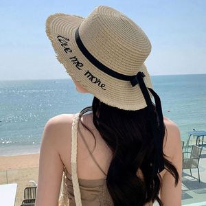 Personalized Printed <b>Flat</b> Top <b>Hat</b> Beach Vacation Casual Embroidered Straw <b>Hat</b> Fashion Large Brim Sun <b>Hat</b> - Product Image 3
