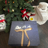 Boîte cadeau de luxe verte à double porte rigide avec logo personnalisé, tiroirs vides pour calendrier de l'avent de Noël