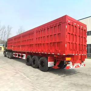 China 50 Ton 100 Ton Truck 2 3 4axles Side Tipper Semi Trailers Hydraulic Dump Trailer