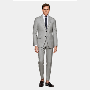 Fashion City Light Grey S150 Lana Business Casual Hombres Slim Two Single-breasted Suit. - Product Image 1
