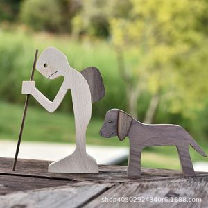 Ensemble de figurines de chiots en bois, style nordique, ornement créatif, décoration extérieure multi-pièces, cadeau de Noël, style 1 2 3 4 5 6 - Product Image 1