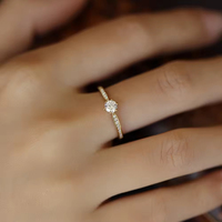 Bague en argent sterling 925 plaqué or 14 carats avec zircon brillant, bijoux de mariage exquis pour femmes