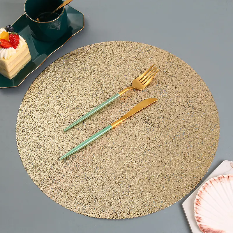 Новое поступление 2021, роскошные коврики из ПВХ золотого и серебряного цвета, моющиеся круглые коврики для обеденного стола