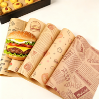 Kertas Pembungkus Makanan Sekali Pakai Anti Minyak, Tahan Air, Ramah Lingkungan, Biodegradable, dengan Cetak Logo Kustom untuk Hamburger dan Sandwich
