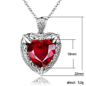 Collana con Ciondolo a Cuore Rosso per Donne, Catena Lunga Vintage per Maglione, Gioielli alla Moda - Product Image 2