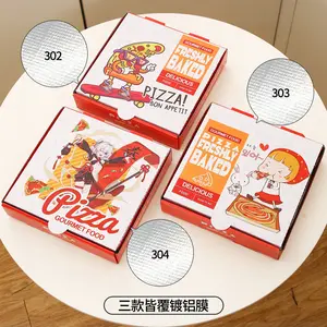 Retro-gewellte isolierte Pizzas ch achtel im amerikanischen Stil, individuell bedruckte Lebensmittel verpackungs boxen