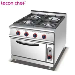 Commercial Catering Equipment Fast Food Restaurant 4 Burner Gas Cooking Range With Oven