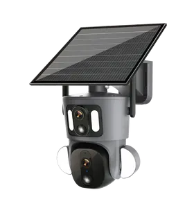 Dual Lens Dual Linkage Dual View Ubox Solar Camera 4G Sim Card Wireless WIFI 4K 8K Outdoor 4G Solar Camera