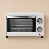 Oven Pemanggang Roti Listrik Mini 9L 650W Bodi Stainless Steel Termostat Dapat Diatur untuk Dapur Rumah Tangga