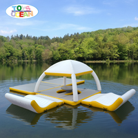 Nouvelle plateforme aquatique gonflable, quai de loisirs aquatiques gonflable, tente flottante, bar Su Piattaforma Acquisti