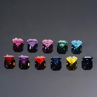 Pierres de Moissanite Synthétiques Colorées en Vrac, Taille Asscher, Créées en Laboratoire, Effet de Couleurs/Brillance, Vente en Gros, Bleu Sang de Pigeon, Jaune pour Bijoux