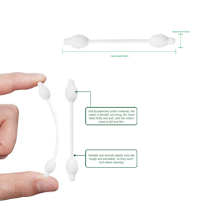 Bâtonnets d'oreille en coton faciles à utiliser, tête double <span class=keywords><strong>gourde</strong></span>, 55 pièces, coton-tige en papier blanc avec boîte en papier à tiroir - Product Image 2