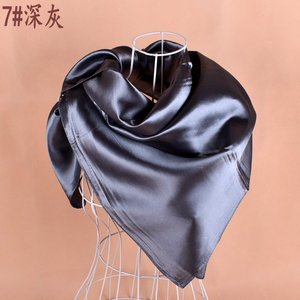 Écharpe de tête carrée en satin de soie <span class=keywords><strong>noir</strong></span> uni pour <span class=keywords><strong>femme</strong></span>, style vintage islamique, en polyester, idéale pour l'été – Grande Vente - Product Image 5