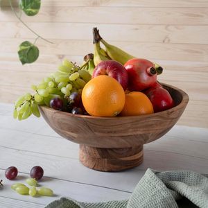 Ciotola di frutta decorativa artigianale con piedi in legno per pranzo, servizio e decorazioni per la casa per frutta, snack, Display centrotavola - Product Image 6