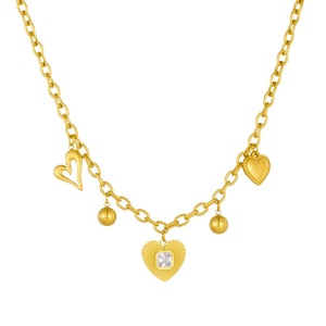 Fashion Gold Plated Heart Pendant Necklace Stainless Steel Chain With Crystal Charm Gift Jewelry - Product Image 5