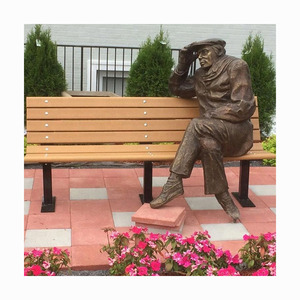 Las películas de vida tamaño bronce viejo hombre sentado estatua en el banco esculturas para la decoración del jardín - Product Image 1